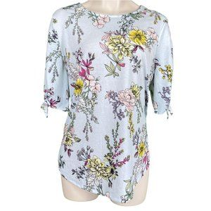 Womens West Loop XL Blue Floral Half Sleeve Stretchy Tunic Top, NWT